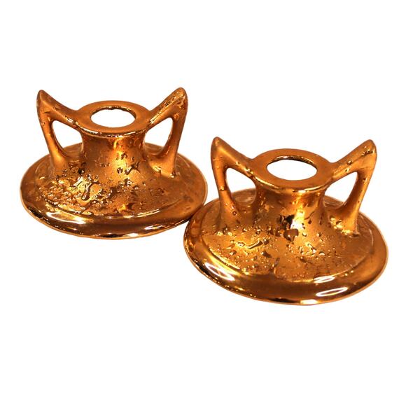 Holley Ross Distinguished China 22K Gold Overlay Candle Holders Sett of 2 - Picture 1 of 6